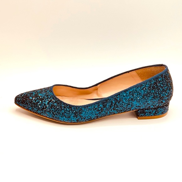 ANA SAENZ Spanish Made Gorgeous Glittery Blue Flats size 37, US 7 - Picture 3 of 7